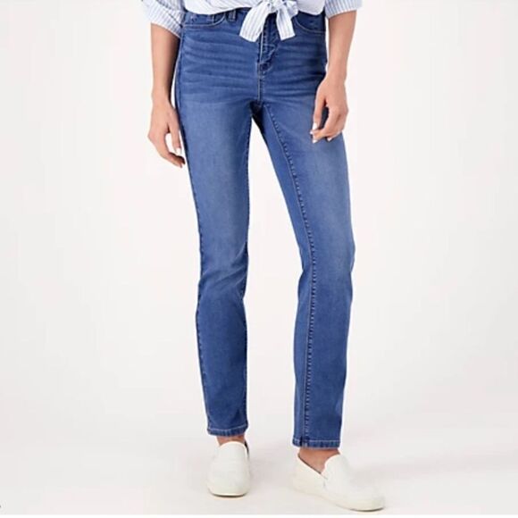 Laurie Felt 5 Pocket Straight Leg Knit Clean Jeans Sz 2X New - Picture 1 of 9